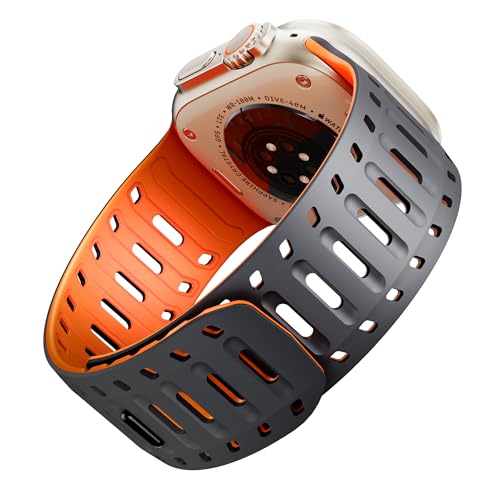 X-it Magnetic Watch Bands for Apple Watch Ultra 49mm 46mm/45mm/44mm Breathable Silicone Sport Strap with Strong Magnet for Men and Women Compatible with Apple Watch Series 11/10/9/8/7/6/5/4/3/2/1 and SE