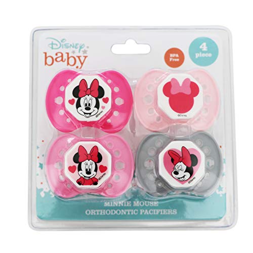 Image of Cudlie Disney Minnie Mouse Baby Girl 4 Pack of Pacifier, Blushing Minnie