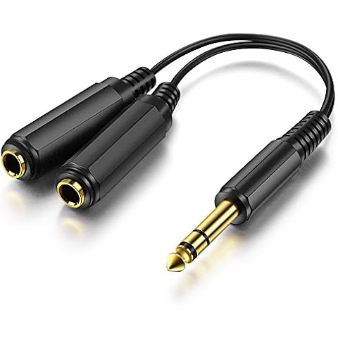 OBVIS 1/4" 6.35mm Stereo Plug/Male to Dual 1/4" 6.35mm Jack/Female Splitter Adapter Cable Converter 0.6 feet Cover