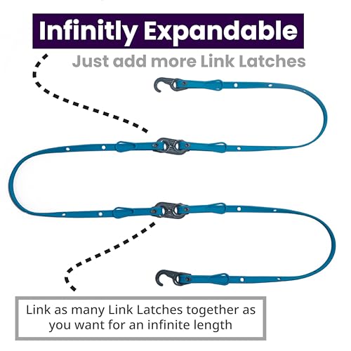 Image of Mella Link Latch Multi-Configuration Adjustable Bungee Cords with Hooks - Flat Silicone Bungee Straps with Hooks - Expandable 8 inch-36 inch Bungee Tie Down Fastening System (3-Pack)