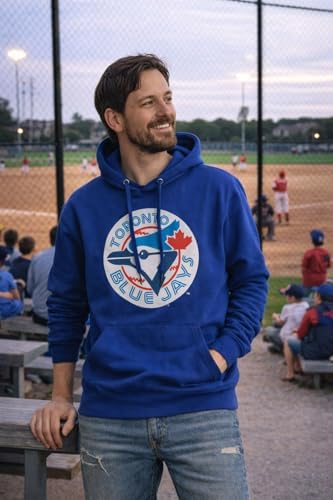 Bulletin Toronto Blue Jays Hoodie for Men – Vintage Cooperstown Logo Pullover Fleece Sweatshirt, MLB Licensed Apparel (Large) — view 2