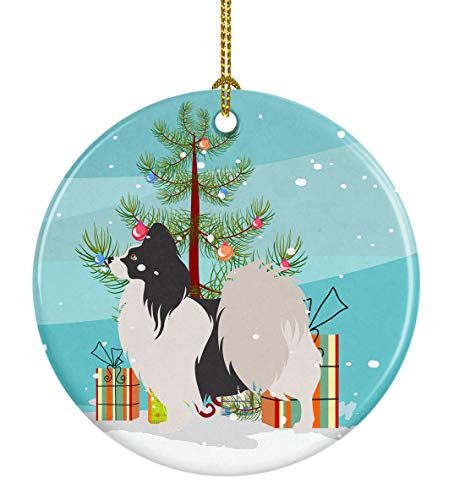 Caroline's Treasures Papillon Christmas Ceramic Ornament Christmas Tree Hanging Decorations for Home Christmas Holiday, Party, Gift, 3 in, Multicolor