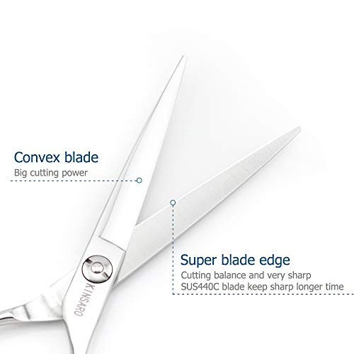 6" Professional Hair Scissors Cutting Shears Japan 440C Silvery Barber Hair Scissors Convex Edge Kinsaro - Thumbnail 2