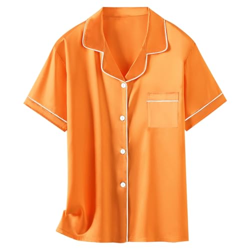 Image of Girls & Womens Satin Pajamas Set, Silk Button-Down Sleepwear 2 Piece Nightwear, 3 Years - Women XXL