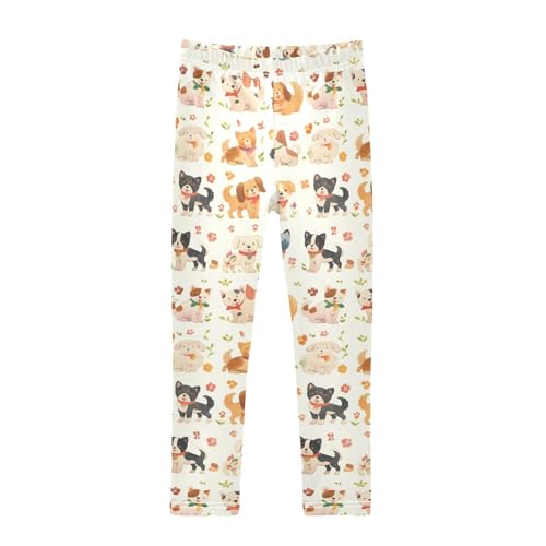 KLL Cute Dog Puppy Set Girls Basic Leggings Soft High Waisted Pants Sports