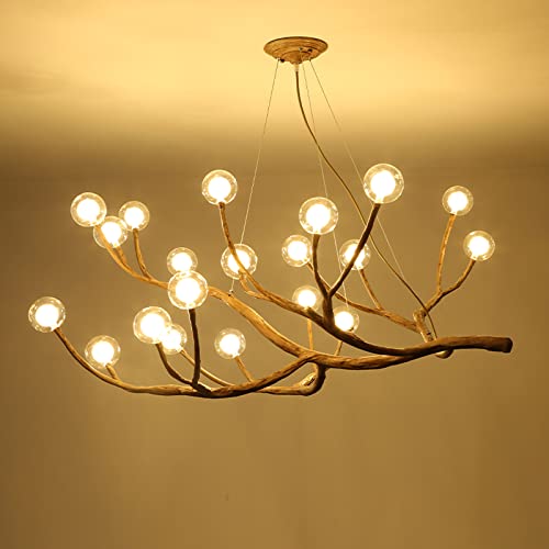 Image of NorDiem 20-Light Farmhouse Resin Tree Branch Chandelier Bubble Glass G4 LED