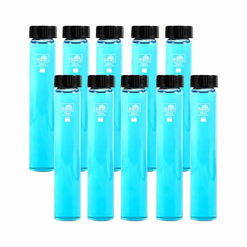 Image of Bello 50ml 10pcs Clear Glass Vials Culture Tube, Glass Sample Vial with PE Stopper, Leak-Proof Glass Bottles Containers Essential Oil Bottles for Storage Liquid, Pills and Lab Home Kitchen Use.