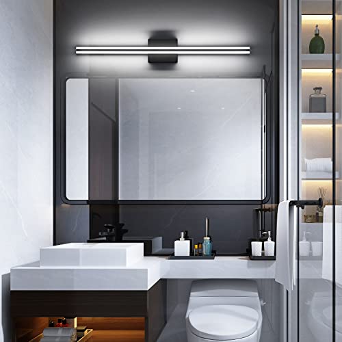 Image of SOLFART Bathroom Vanity Light Matte Black 32 Inch LED Lights for Bathroom 6000K Wall Light Fixtures ND