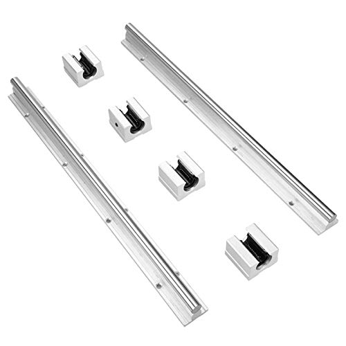 Bloque de Cojinetes Sbr12Uu de 4 Piezas, Eje de Riel deslizante Lineal de 2 Piezas Sbr12-400Mm 12Mm, Guías de Movimiento Lineal Para Enrutadores Cnc Diy