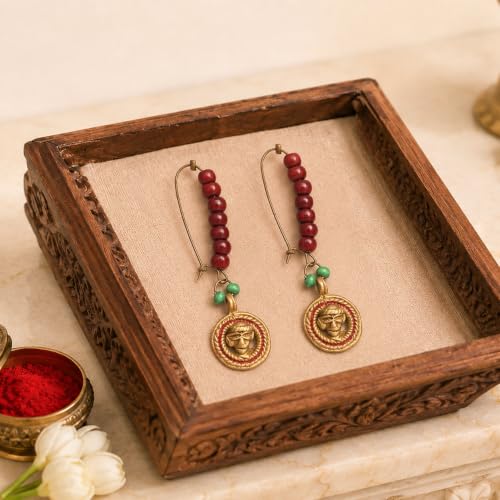 Image of Royal Queen & Empress Handcrafted Tribal Dhokra Earrings Collection for Women - Statement Ethnic Designs in Multiple Colours