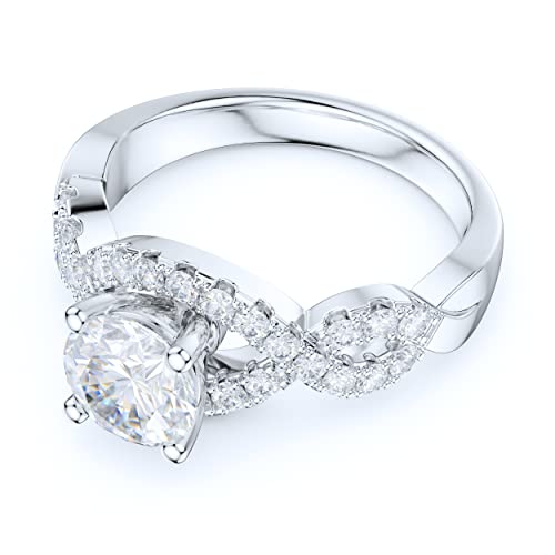 Sterling Silver Luxury Vintage Infinity Twisted Vine Simulated 1CT Round Brilliant Diamond or Genuine Moissanite Engagement Ring Halo Bridal Ring3