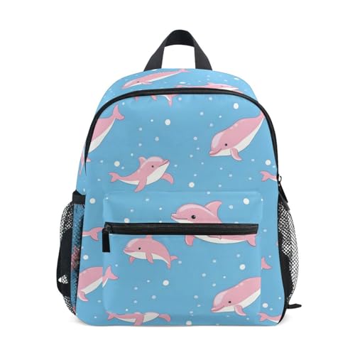 Pink Dolphins Kids Backpack for Girls Boys School Bookbag Toddler Preschool Kindergarten Back Pack Children School Bag Rucksack