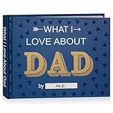Artmag What I Love about Dad, 50 Things Fill-in-the-Blank Journal Love Mini Book for Father's Day Birthday Christmas Gifts Book for Dad Blue
