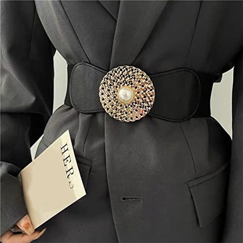 Asooll Wide Elastic Waist Belts Vintage Cinch Belt Pearl Stretchy Waistband Party Prom Clothing Dress Waist Belts for Women3