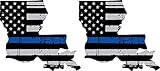 Thin Blue Line Louisiana/Pair / 3' Tattered American Flag Police Support Vinyl Vehicle Decal Graphic Stickers