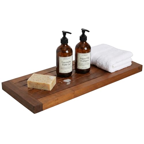 Image of AquaTeak Moa 24 inch Teak Floating Shelf, Wall Mounted, Holds Up to 10 lbs