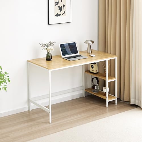 Garvishk Garvis Schreibtisch 120x60 cm (mit 2 Ablagefächern) – Gaming...