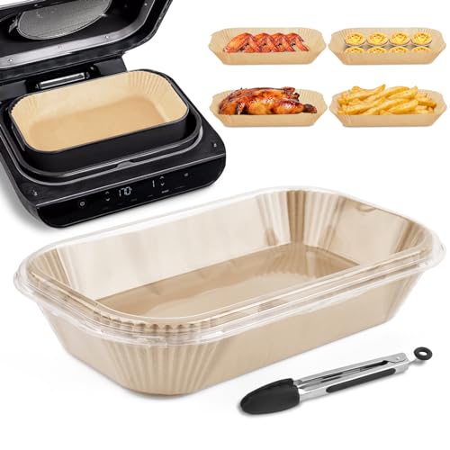 Papel de horno para freidora de aire caliente, BROTOU 125 unidades, 29,1 x 14,8 cm, rectangular, antiadherente, papel de horno compatible con Ninja Foodi MAX Health Gril AG551EU/ FG551