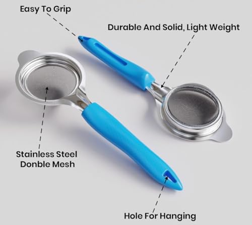 Image of E-COSMOS Double Mesh Stainless Steel Tea and Coffee Strainer with Ultra-Fine SS Filter Mesh | Heavy Duty Chai Chhalni for Kitchen | Versatile Juice and Oil Filter | Standard Size for Home Use