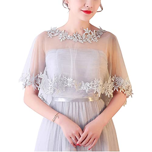 Women’s Lace Embroidered Shawl Wrap Wedding Bridal Cape Shrug Evening Cape Capelet Bolero Shoulder Covers Up