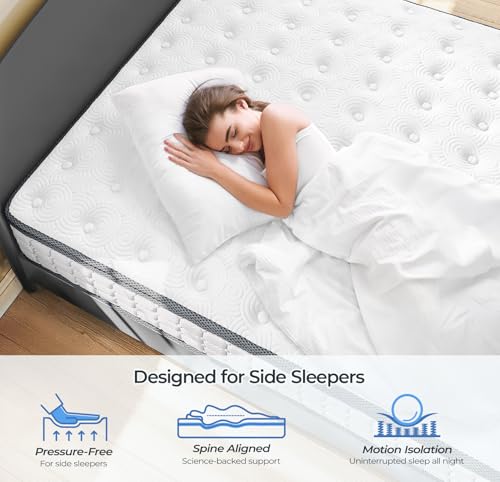 Image of Vesgantti Twin Mattress, 10 Inch Hybrid Twin Size Mattress in a Box, Single Bed Pillow Top Mattresses, Foam and Pocket Coils Innerspring Mattresses, Pressure Relief, Medium Firm Feel