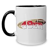 shirtdepartment - Kaffeebecher - Tasse - American Football Mannschaften - Football Fan Becher - mit wählbaren Teams I-am-a-49er Weiss-schwarz
