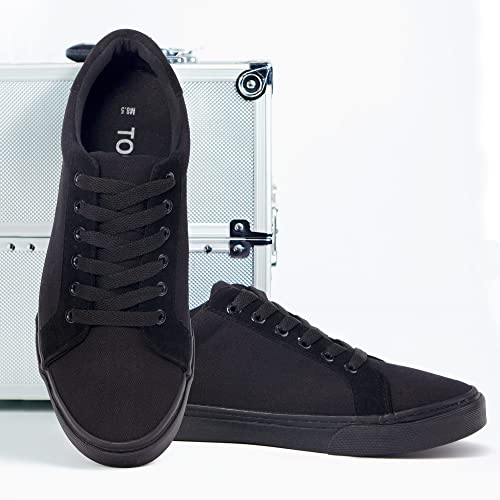 Men's Canvas Low Top Shoes Skate Shoes All Black Fashion Sneakers For Men Comfortable Walking Casual Shoes #TOP5