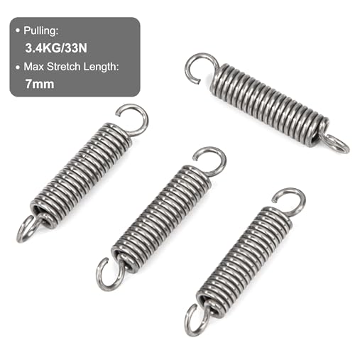 GUNGY Zugfedern mit Haken Edelstahl Zugfeder Spannfeder 30mm Außendurchmesser 6mm Drahtdurchmesser 1,0mm Hakenwinkel 90 Grad Maximale Zugkraft 3,4kg 1,0x6x30mm 20Stück