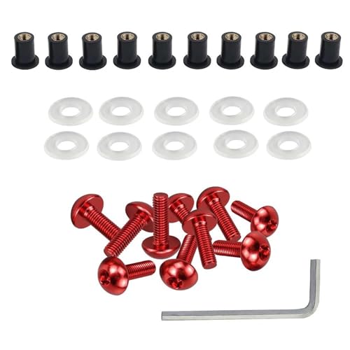 Tornillos M5 de Carenado Rojo para CBR1000RR y CBR600RR Kit de Tuercas de Pozo de Alta Resistencia