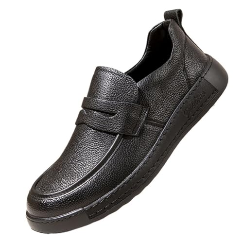 Men's Genuine Leather Slip On Loafers British Style Spring Fashion Soft Sole Breathable Casual Shoes Comfortable Lazy Footwear