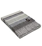 Alpaca Merino Wool Blanket Throw Warm and Soft Multicolor Striped Design Peru (Gray/Steel Blue/Light Green)