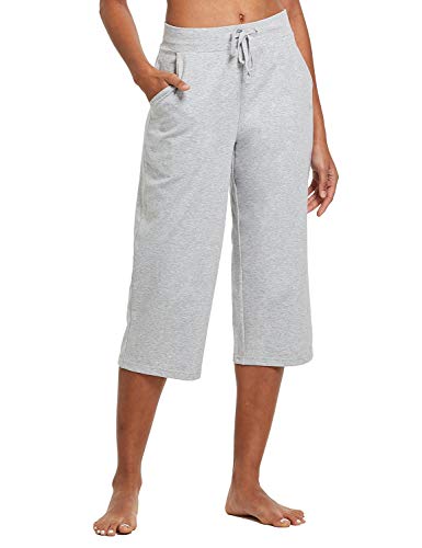 BALEAF Women's Active Lightweight Yoga Lounge Indoor Pajama Jersey Capri Pocketed Walking Pants
