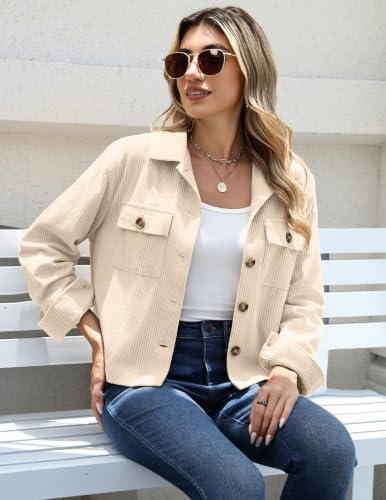 Zeagoo Womens Jacket Casual Cropped Button Down Corduroy Shacket Fall Coats - image 6