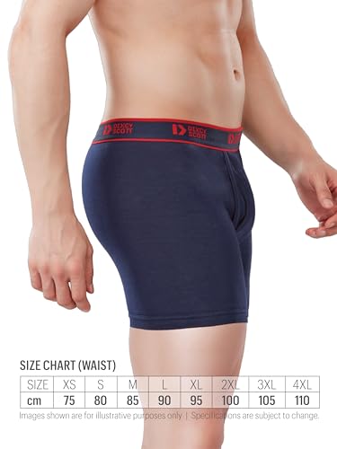 Image of Dixcy Scott Cross Trunk | Long Leg Trunks for Men | 100% Combed Cotton | Soft, Sweat-Absorbent Waistband | C-Open Front Men's Underwear | Self-Hem Leg Grip Innerwear for Man | Pack of 3
