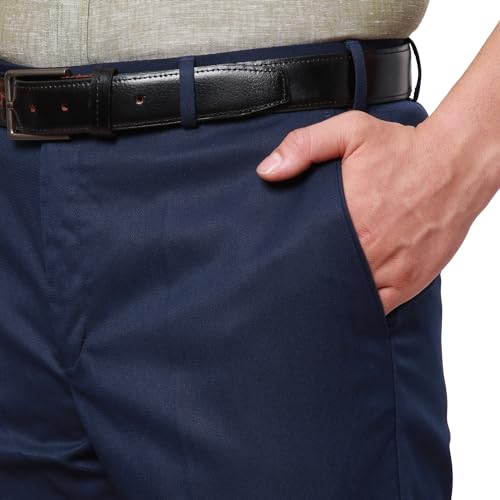 Image of Park Avenue Men's Smart Fit Mid Rise Structure Pattern Poly Viscose Blend Pleatless Formal Trouser