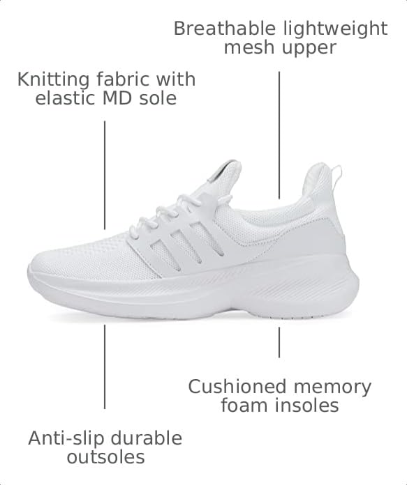 Image of Casbeam Mens Running Shoes Comfortable Lightweight Breathable Walking Shoes Lace-up Shoes Mesh Workout Casual Sports Shoes