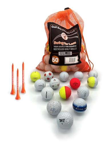 Golf Ball Monkey Pro Series Brand Golf Ball Variety Mix- Pack of Recycled & Used Pro Golf Balls from Top Brands in a Mix of Mint & Near Mint Condition w/ 15 Tees &MeshBag -Bulk Golf Tees and Balls Set