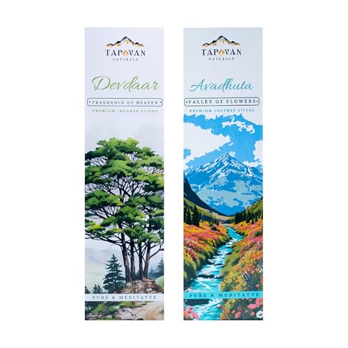 Image of Premium Incense Sticks - Luxury Floral & Cedar Fragrance Blends (Valley of Flowers, Fragrance of Heaven) for Peaceful Meditation & Spiritual Connection | Pack of 2 (80 Sticks)