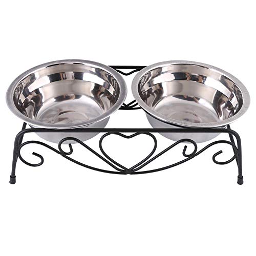 Double Dog Cat Food Water Bowls, Stainless Steel Raised Pet Bowls 10.2