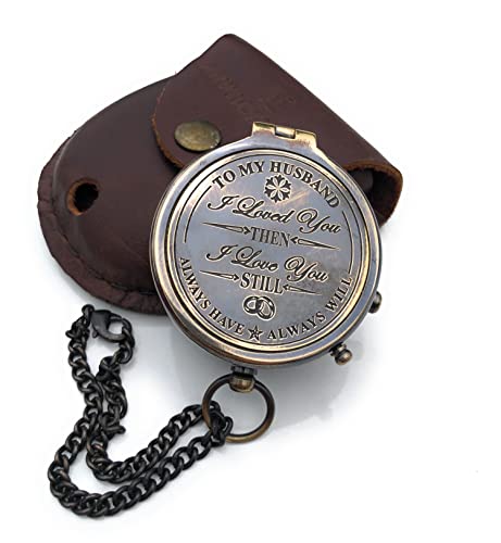 Brújula de latón portátil con estuche de cuero miniatura 4