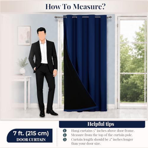Image of HOKIPO Midnight True Blackout Curtains 7 Feet Long 1 Panel, Royal Blue