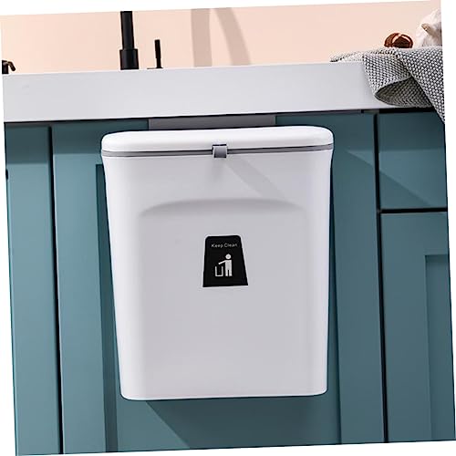 Caneca de basura rectangular de pared de plástico blanca miniatura 3