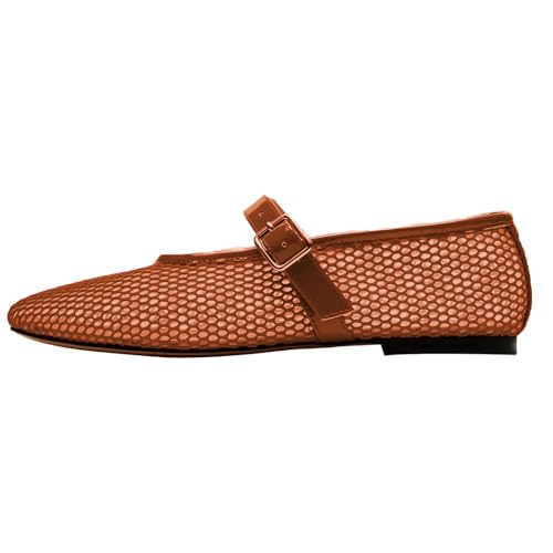 Fashionable Women's Mesh Mary - Jane Flats with Exquisite Buckle Design, a Versatile and Elegant Choice