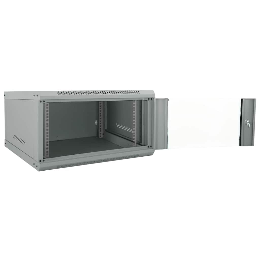 Armoire Réseau, Armoire Serveur Baie de Serveur Coffret Boit de Réseaux Mural avec Stockage Gris 60 x 60 x 35 cm Acier