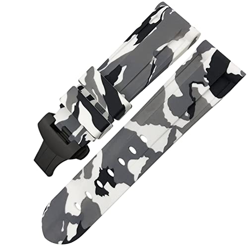 Bracelet de montre de sport 24 mm silicone noir étanche compatible luminor submersible