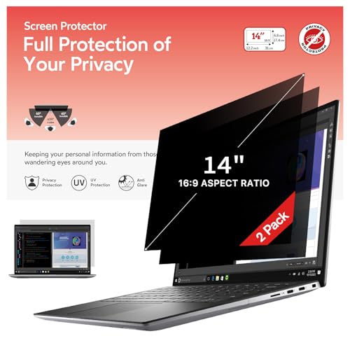 Image of bersem 2 Pack 14 Inch Laptop Privacy Screen for 16:9 Ratio Computer Monitor | Removable Anti Glare Blue Light Filter for Laptop Privacy Screen 14 inch, Anti-Spy, Anti-Scratch, UV-Blocking