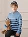 Haloumoning Boys Striped Quarter Zip Sweater Kids Fashion Long Sleeve Knit Pullover Sweaters Tops 5-14 Years Blue
