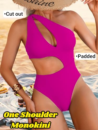 Sexy Womens One Piece Swimsuit, Cut Out One Shoulder Tummy Control Bathing Suit, Cheeky Monokini Vacation Pool Party2