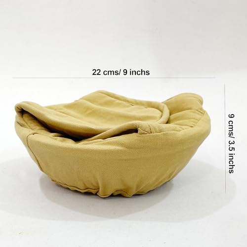 Image of Swayam 100% Cotton Cloth Roti Casserole | Hot Chapati Box | Washable Bread Basket | 22 cm Round Roti Basket | Solid Design - Beige