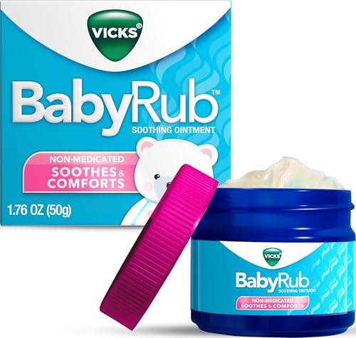Image of Vicks BabyRub Chest Rub Ointment with Soothing Aloe, Eucalyptus, Lavender, and Rosemary, from the makers of VapoRub, 1.76 oz